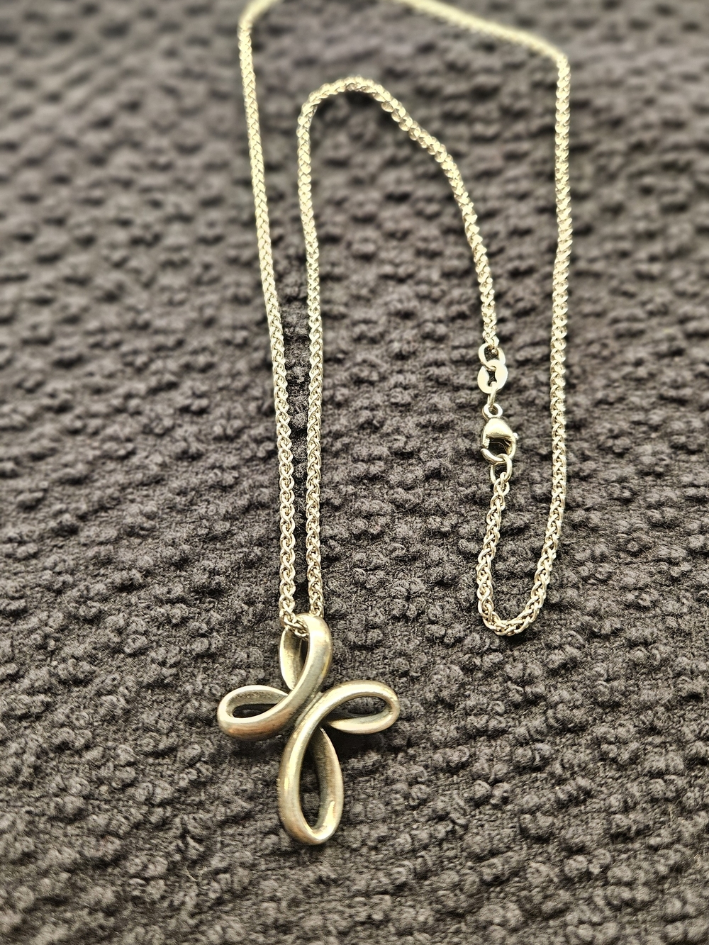 Retired James Avery Eternal Ribbon Cross Pendant Sterling Silver
